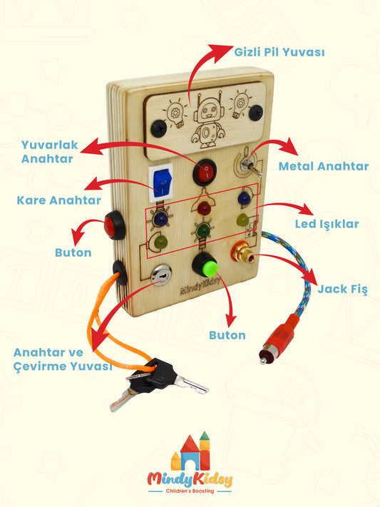 Eğitici Ahşap Montessori Mini Işıklı Oyun Panosu