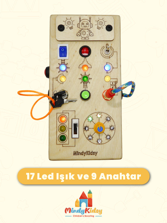 Eğitici Ahşap Montessori Işıklı Oyun Panosu
