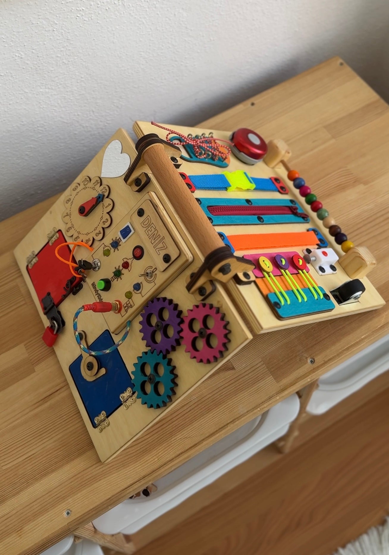 Montessori Aktivite ve Öğrenme Çantası Eğitici ve Geliştirici Ahşap Oyuncak Panosu