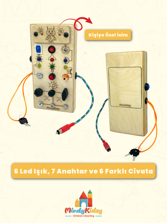 Eğitici Ahşap Montessori Işıklı Civatalı Vidalı Oyun Panosu