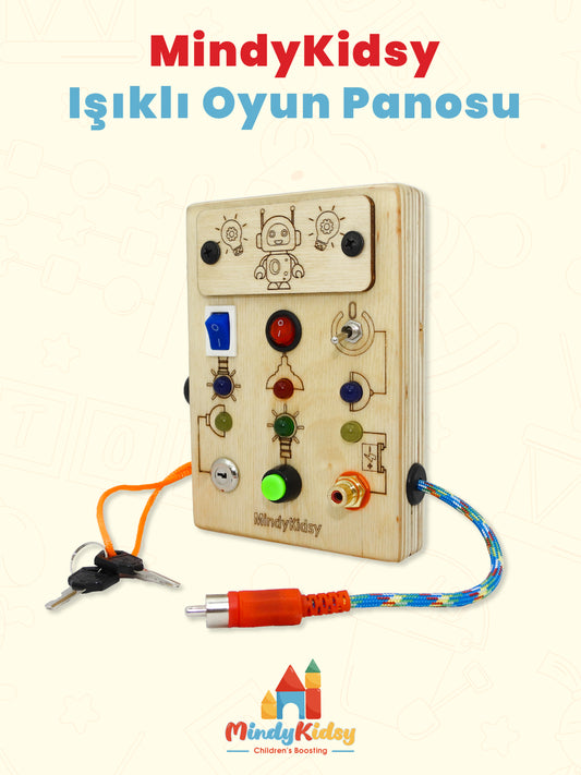 Eğitici Ahşap Montessori Mini Işıklı Oyun Panosu
