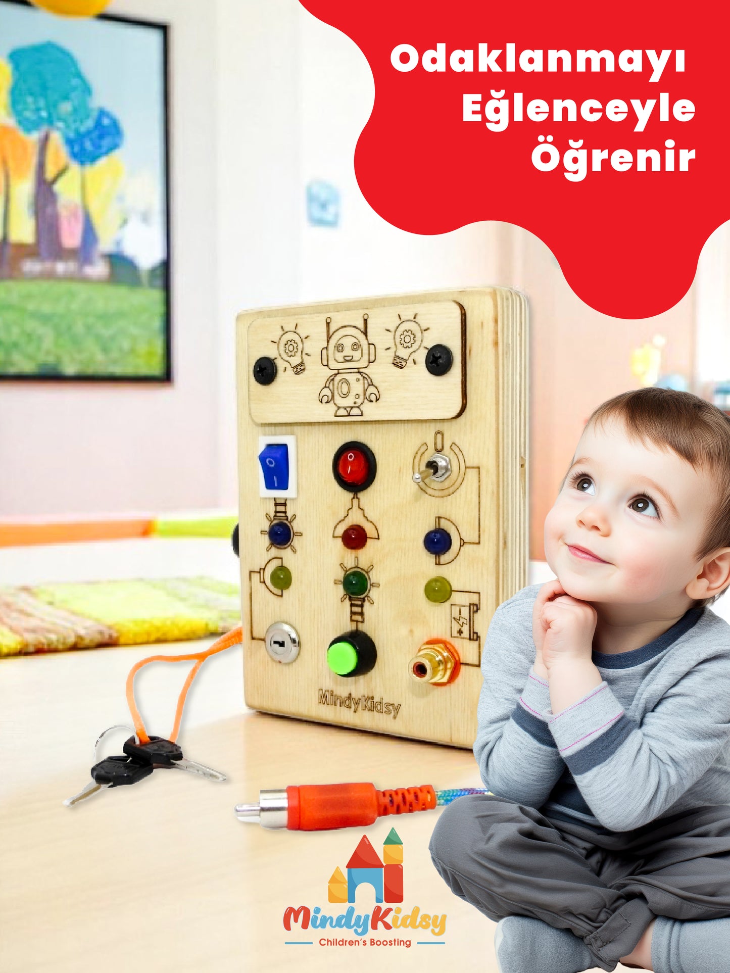 Eğitici Ahşap Montessori Mini Işıklı Oyun Panosu