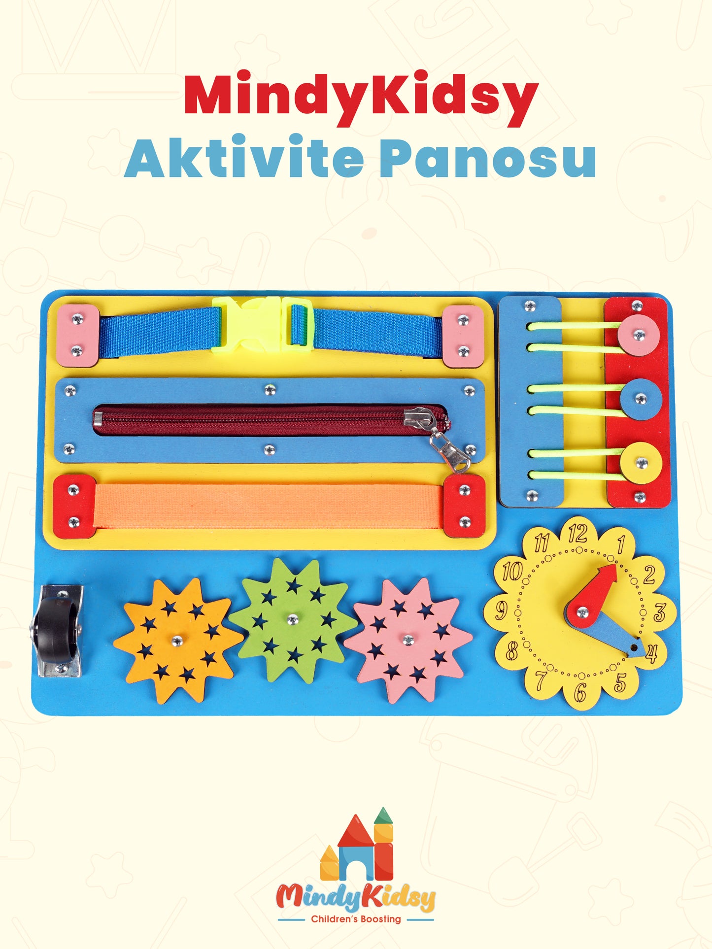 Montessori Aktivite ve Öğrenme Panosu Eğitici 30x20 Geliştirici Ahşap Oyuncak Tahtası