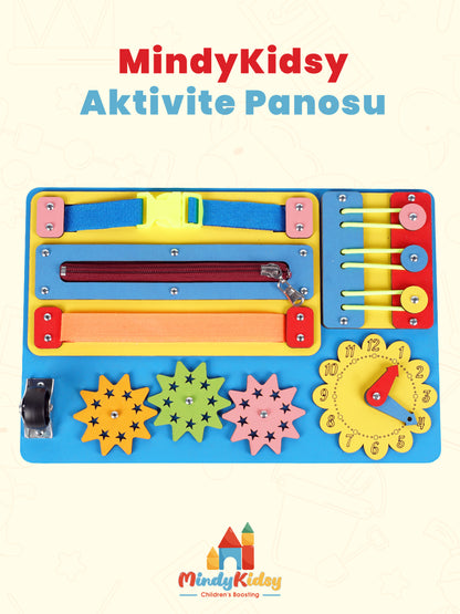 Montessori Aktivite ve Öğrenme Panosu Eğitici 30x20 Geliştirici Ahşap Oyuncak Tahtası