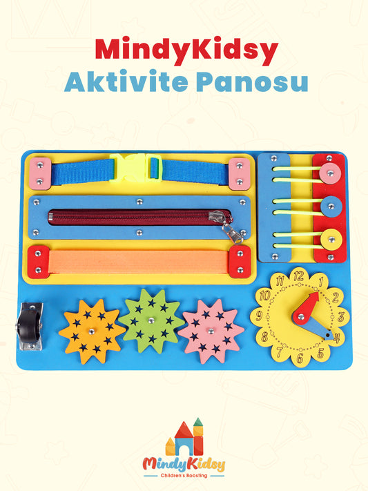 Montessori Aktivite ve Öğrenme Panosu Eğitici 30x20 Geliştirici Ahşap Oyuncak Tahtası