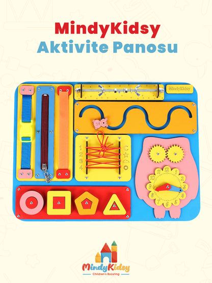 Montessori Aktivite ve Öğrenme Panosu Eğitici 40x30 Geliştirici Ahşap Oyuncak Tahtası