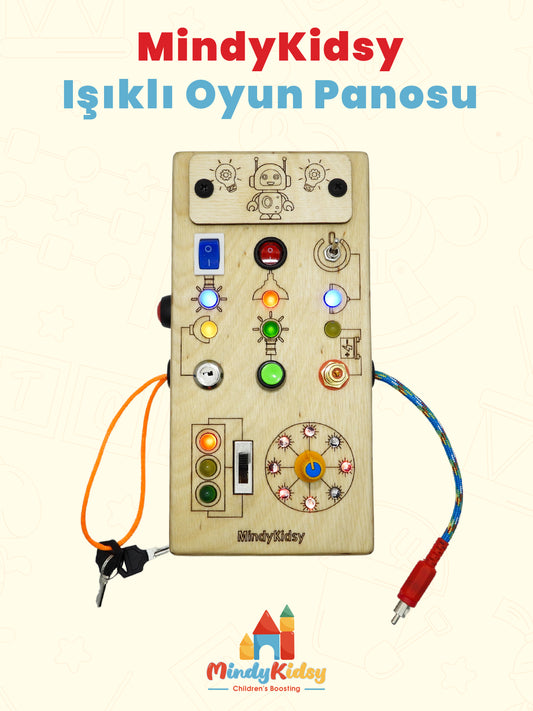 Eğitici Ahşap Montessori Işıklı Oyun Panosu