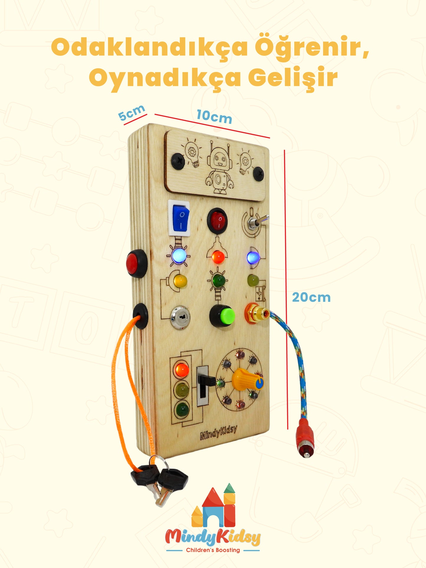 Eğitici Ahşap Montessori Işıklı Oyun Panosu