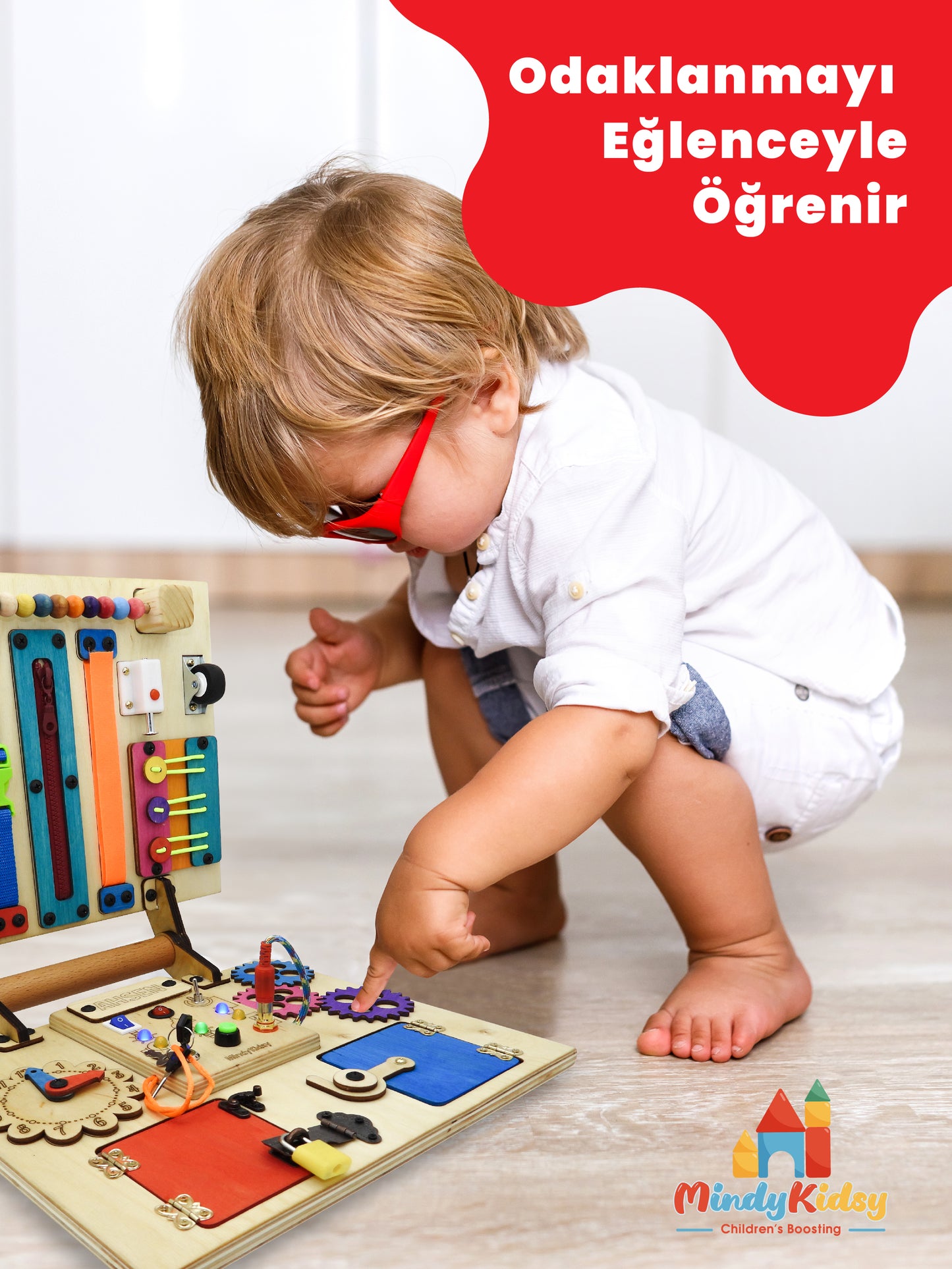 Montessori Aktivite ve Öğrenme Çantası Eğitici ve Geliştirici Ahşap Oyuncak Panosu