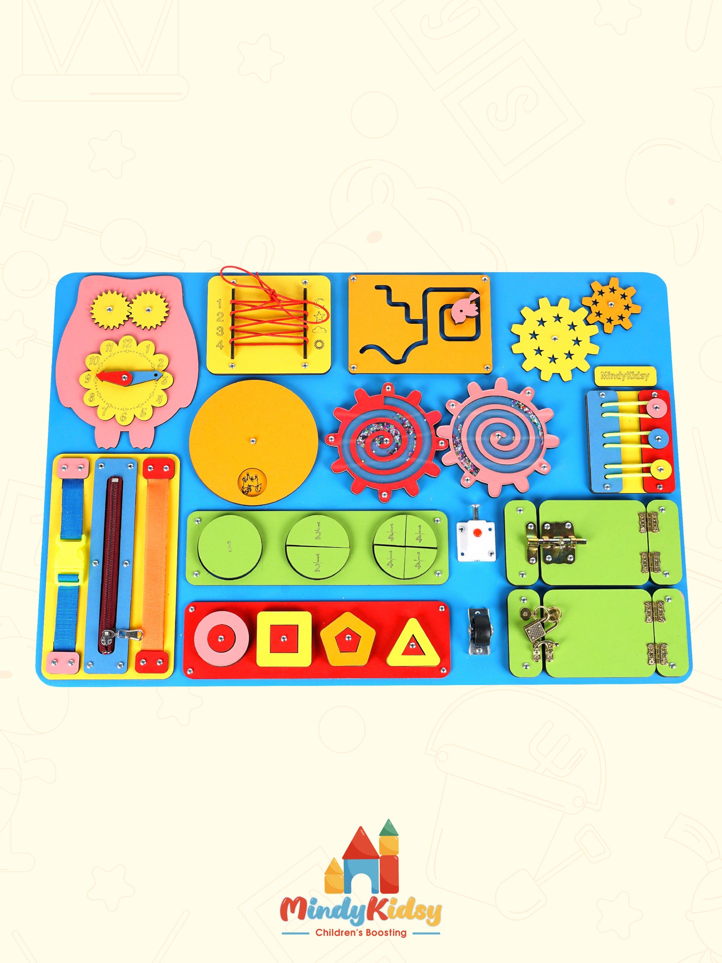 Montessori Aktivite ve Öğrenme Panosu Eğitici 60x40 Geliştirici Ahşap Oyuncak Tahtası