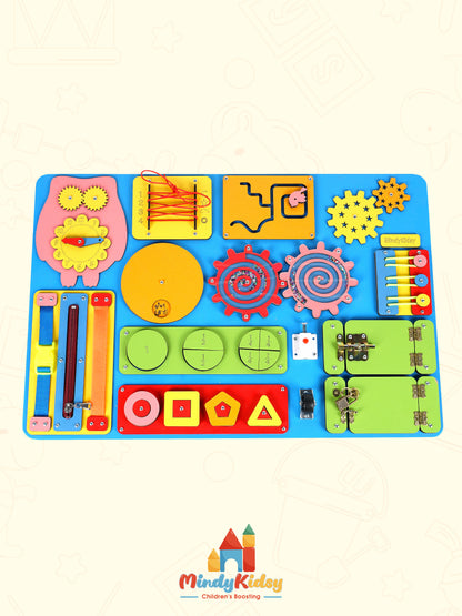 Montessori Aktivite ve Öğrenme Panosu Eğitici 60x40 Geliştirici Ahşap Oyuncak Tahtası