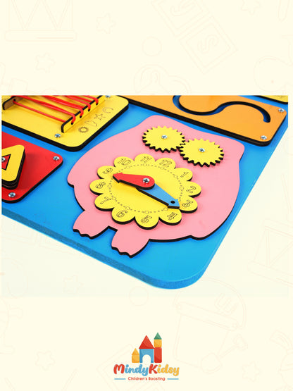 Montessori Aktivite ve Öğrenme Panosu Eğitici 40x30 Geliştirici Ahşap Oyuncak Tahtası