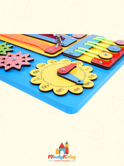 Montessori Aktivite ve Öğrenme Panosu Eğitici 30x20 Geliştirici Ahşap Oyuncak Tahtası