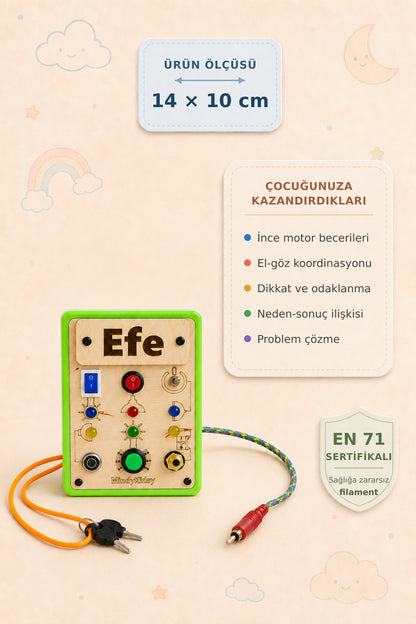 Eğitici Montessori Mini Işıklı Oyun Panosu Pembe