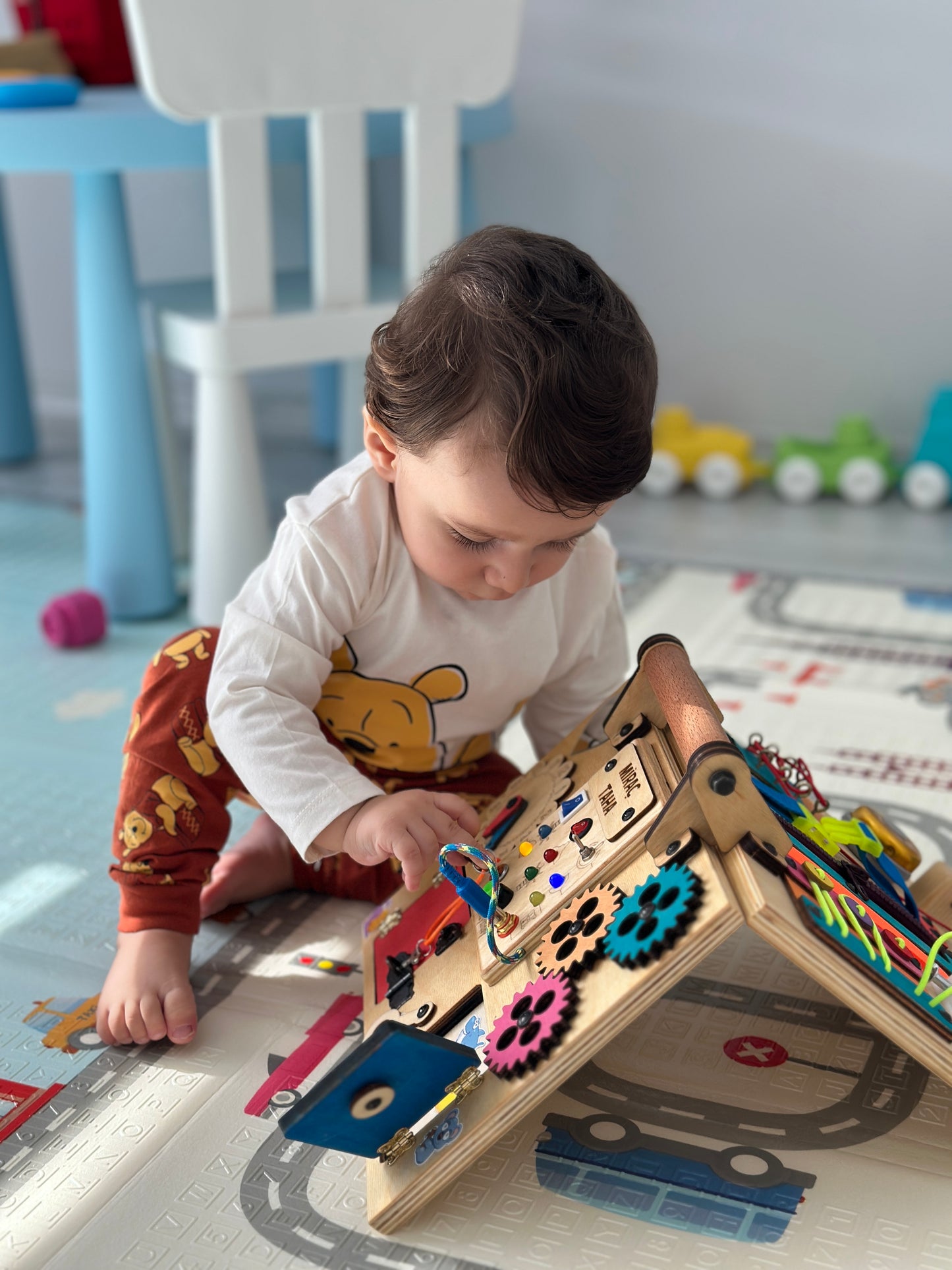 Montessori Aktivite ve Öğrenme Çantası Eğitici ve Geliştirici Ahşap Oyuncak Panosu