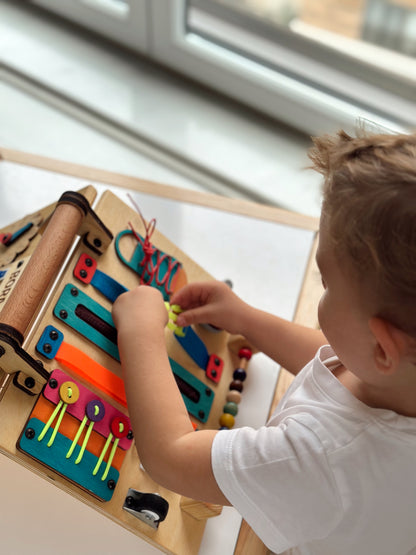 Montessori Aktivite ve Öğrenme Çantası Eğitici ve Geliştirici Ahşap Oyuncak Panosu