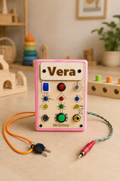 Eğitici Montessori Mini Işıklı Oyun Panosu Pembe