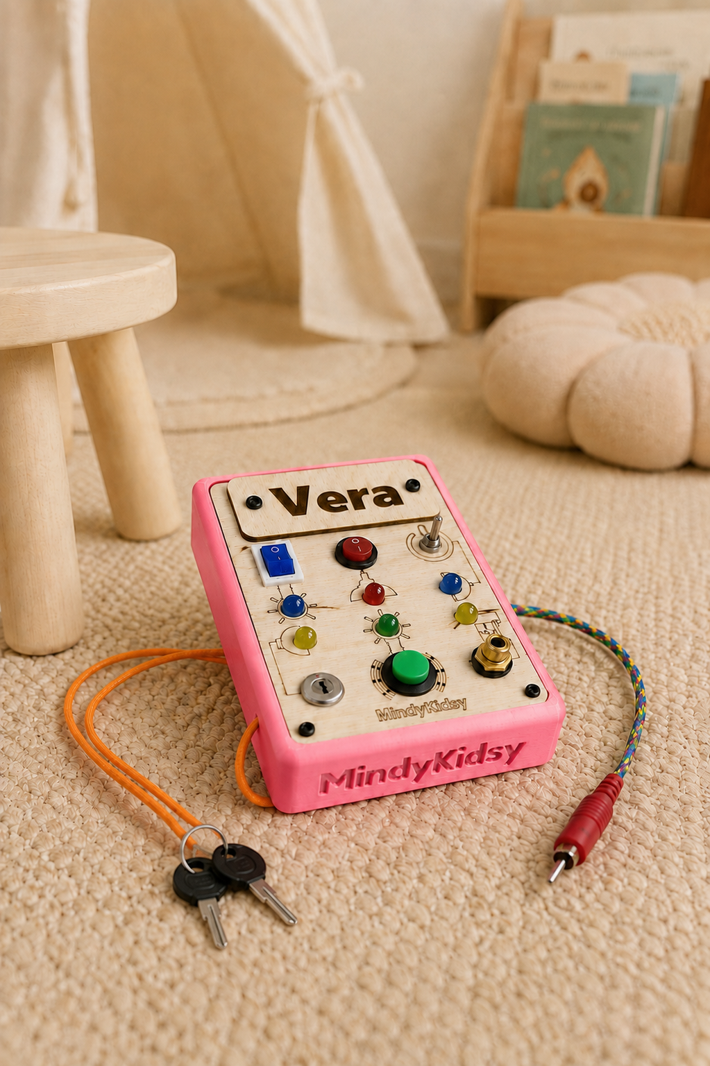 Eğitici Montessori Mini Işıklı Oyun Panosu Pembe
