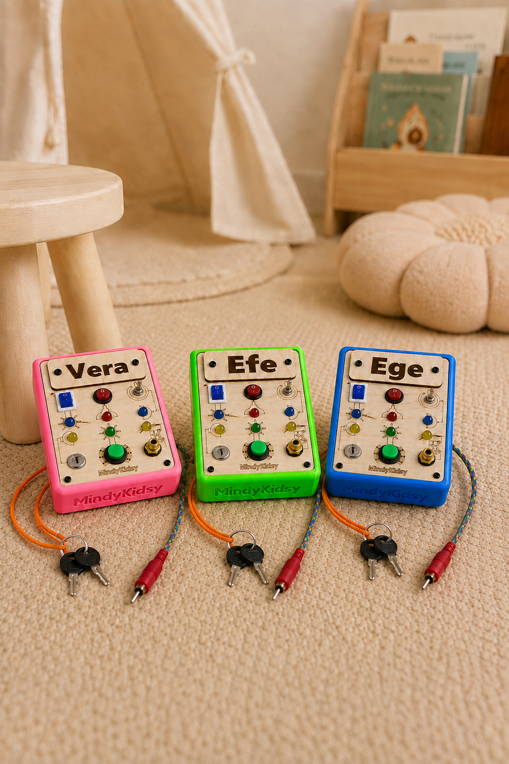 Eğitici Montessori Mini Işıklı Oyun Panosu Pembe