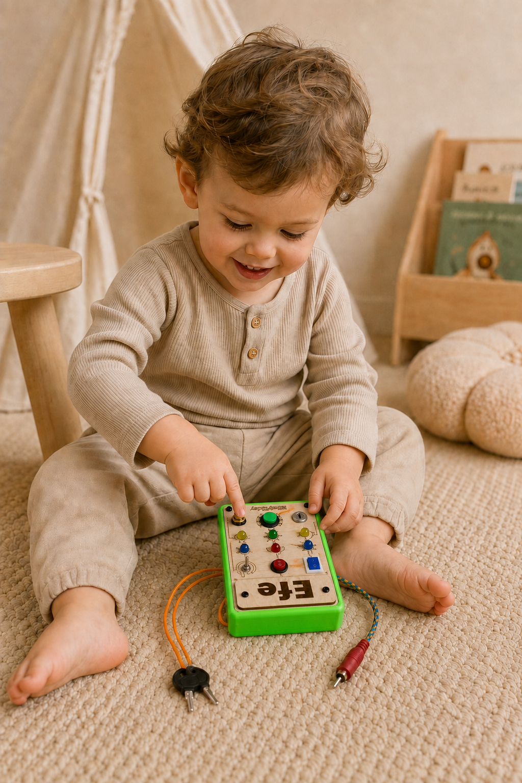 Eğitici Montessori Mini Işıklı Oyun Panosu Pembe