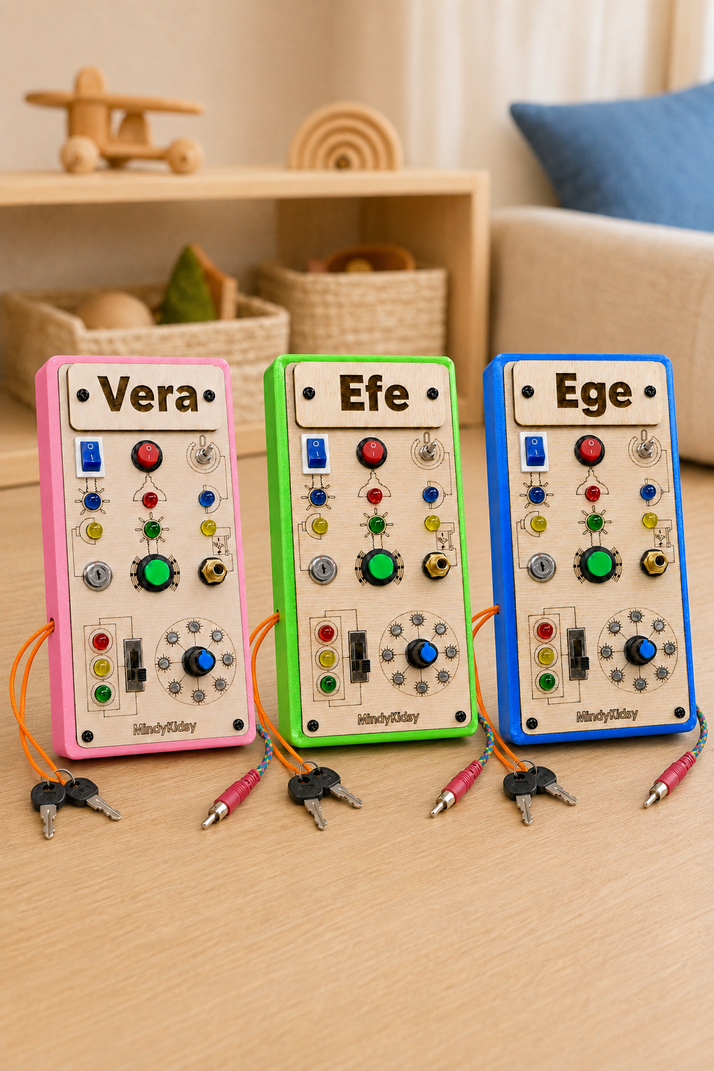 Eğitici Montessori Işıklı Oyun Panosu Pembe